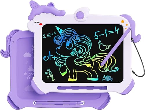 Kikapabi LCD Writing Tablet for Kids. Unicorn Toys Gifts for 3 4 5 6 7 Year Old Girls. Colorful Drawing Doodle Board. Toddler Educational Travel Toys Christmas Birthday Purple