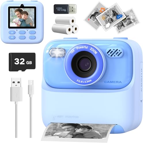 Mgaolo Kids Camera Instant Print Photo.Children Digital Camera Toys Gift with HD Video for Girls Boys 3-12 Age.Chritmas Birthday Festival Present for 3 4 5 6 7 8 9 Year Old Child (Blue)