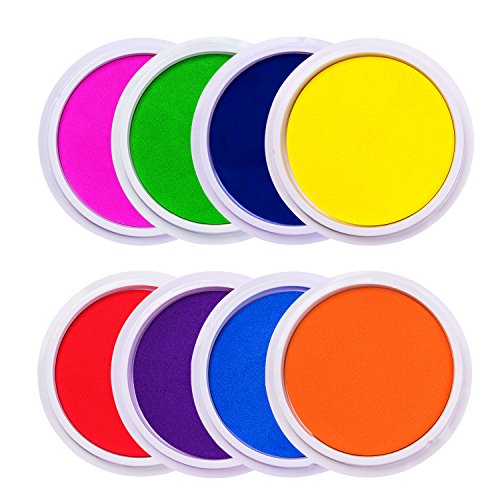 Lsushine Craft Large Ink Pad Stamps Partner DIY Color.8 Colors Rainbow Finger Ink pad for Kids (Pack of 8)