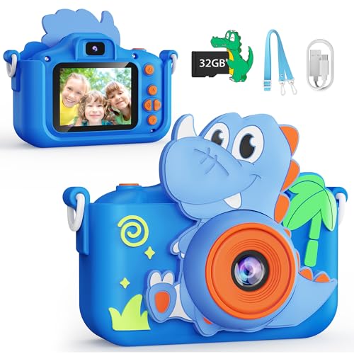 KOKODI Kids Camera Toy Digital Camera for Kids. Dinosaurs Birthday Gifts for Boys Age 3-12. 1080P HD Video Camera for Toddler. Children Toys for 3 4 5 6 7 8 9 Year Old Boys with 32GB SD Card